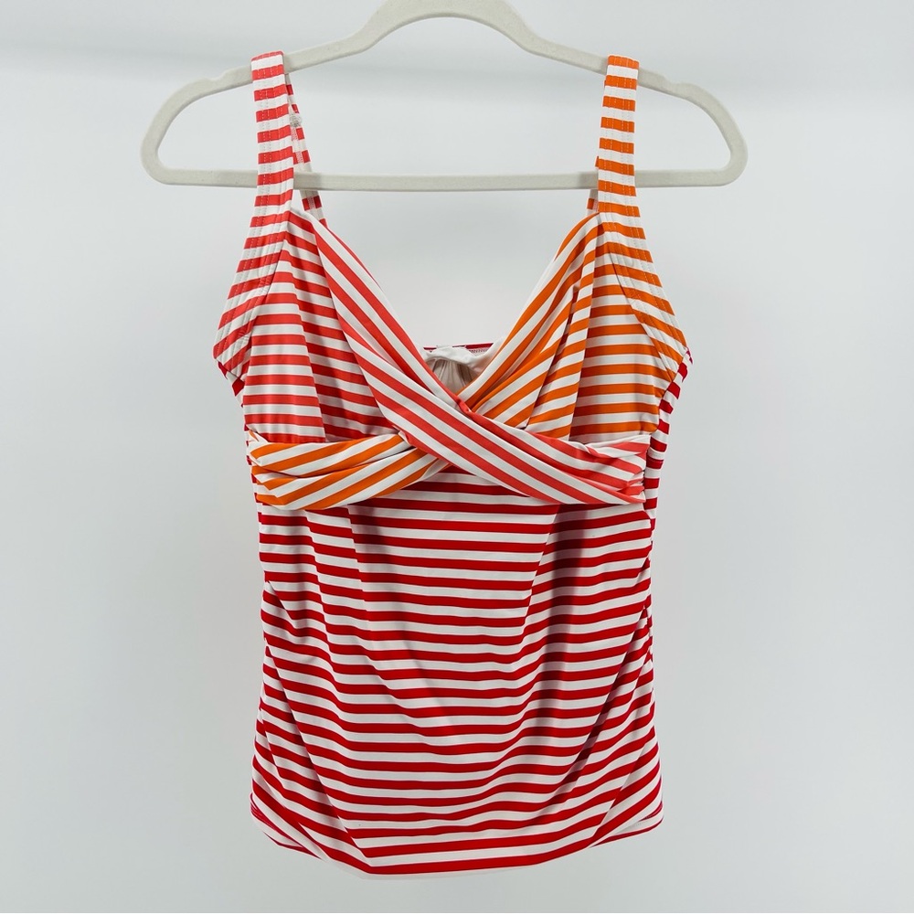 Lands' End Twist Front Multicolor Striped Underwire Tankini Top, Women's 6